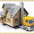 Desenho de ilustração - casinha sendo levada no caminhão guincho - peq